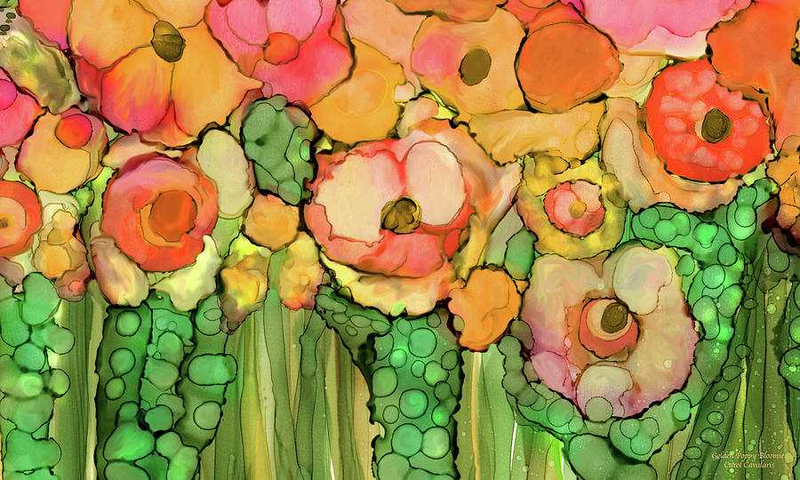 Poppy Bloomies 3 - Orange Mixed Media by Carol Cavalaris