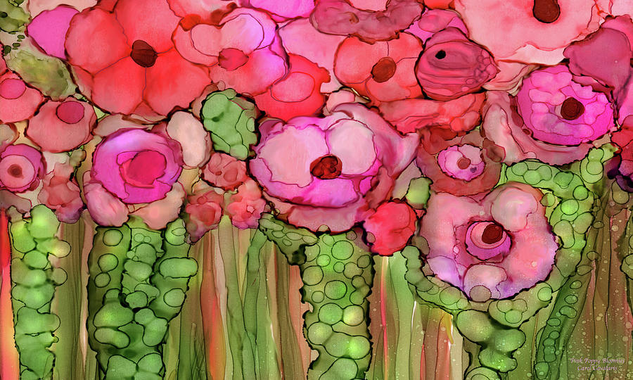 Poppy Bloomies 3 - Pink Mixed Media by Carol Cavalaris