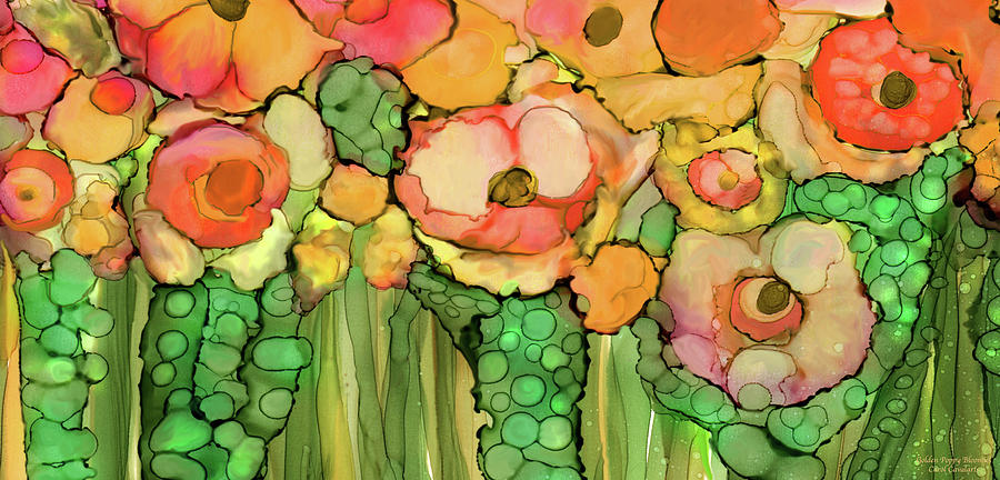 Poppy Bloomies 4 - Orange Mixed Media by Carol Cavalaris