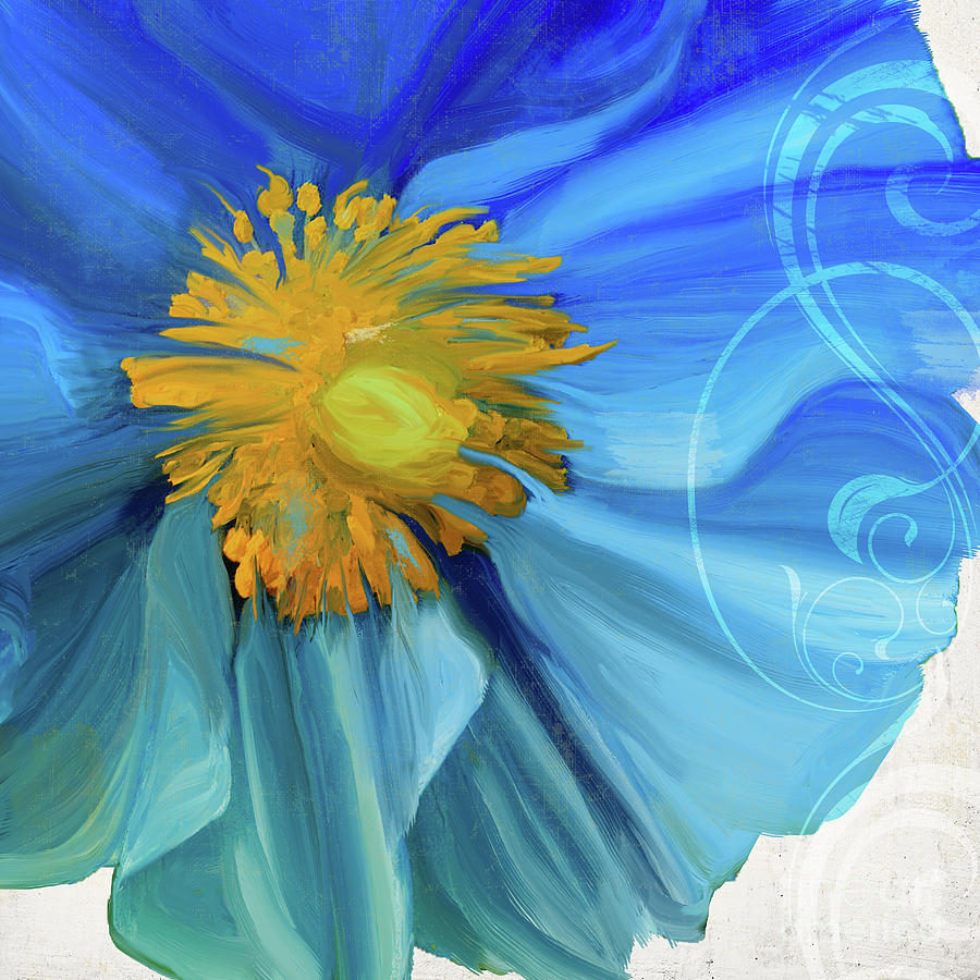 Poppy Blues IV Painting by Mindy Sommers