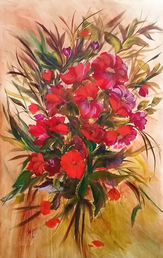 Poppy Bouquet Painting by Jacqueline Whitcomb
