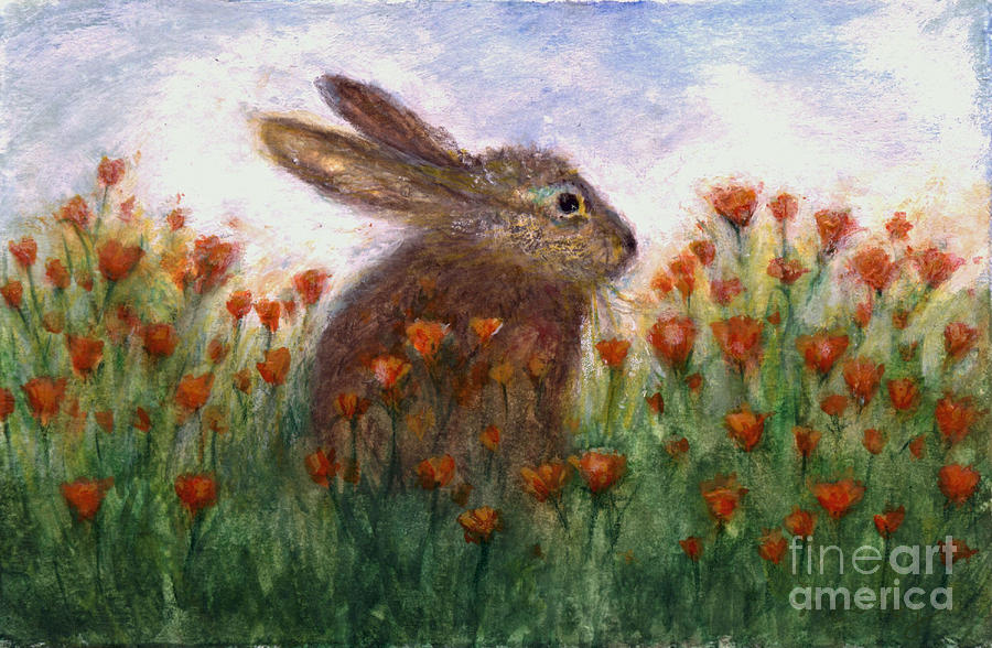 Poppy Bunny Painting by Maureen Farley