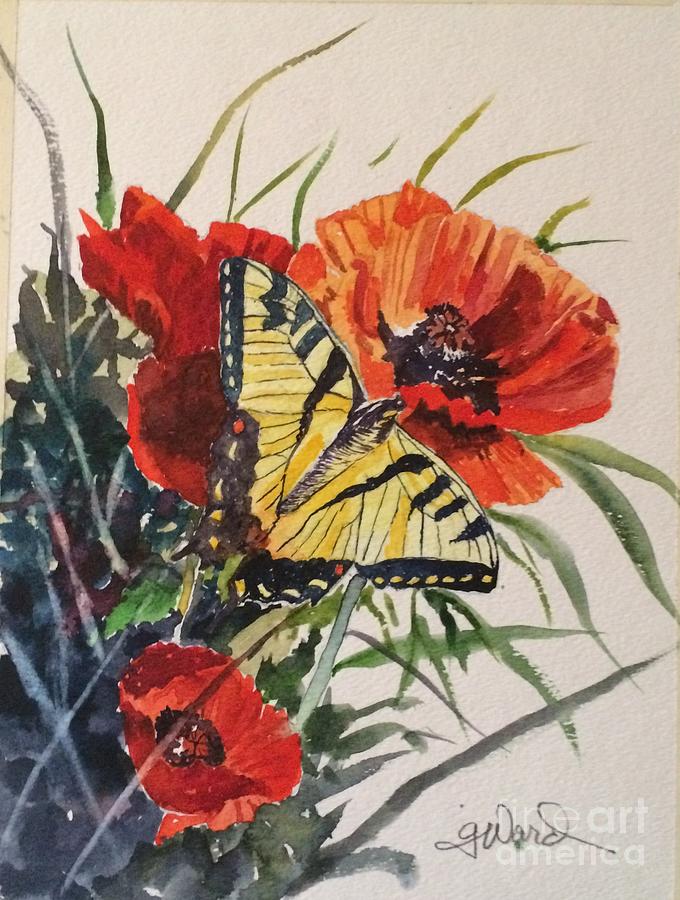 Floral Painting - Poppy by the Tiger Swallowtail by Glen Ward Floral Painting - Poppy by the Tiger Swallowtail by Glen Ward