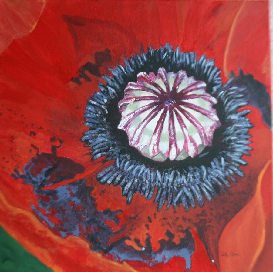 Poppy Centre Painting by Betty-Anne McDonald