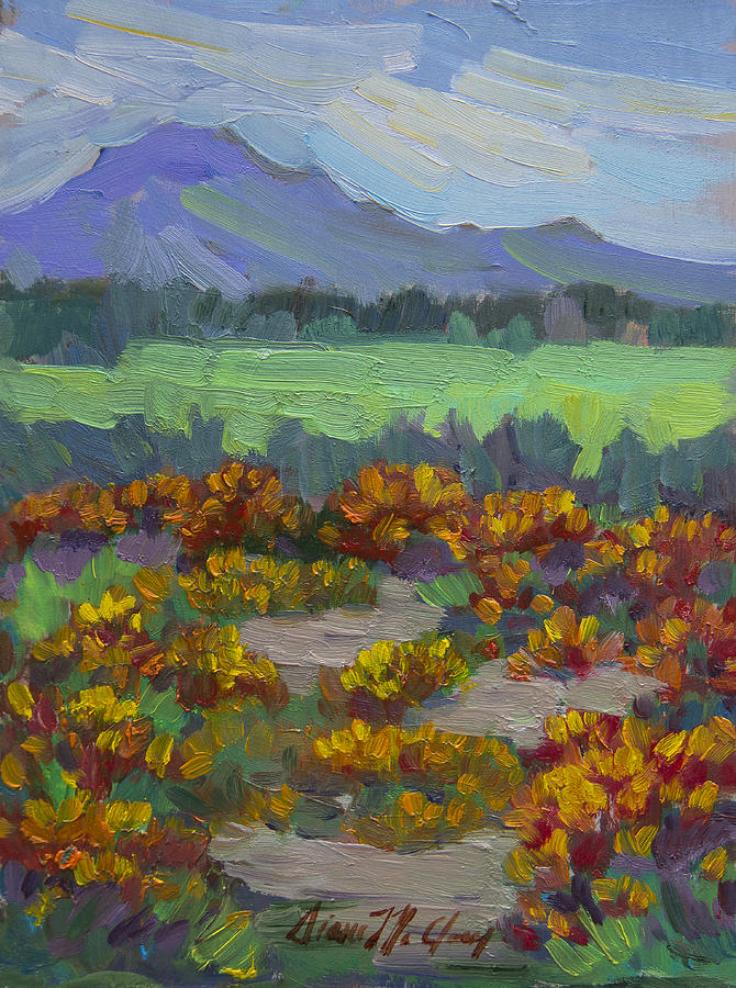 Poppy Field at Fort Apache Indian Reservation Painting by Diane McClary