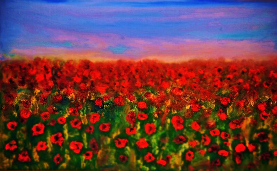 Poppy Field Painting by Evelina Popilian