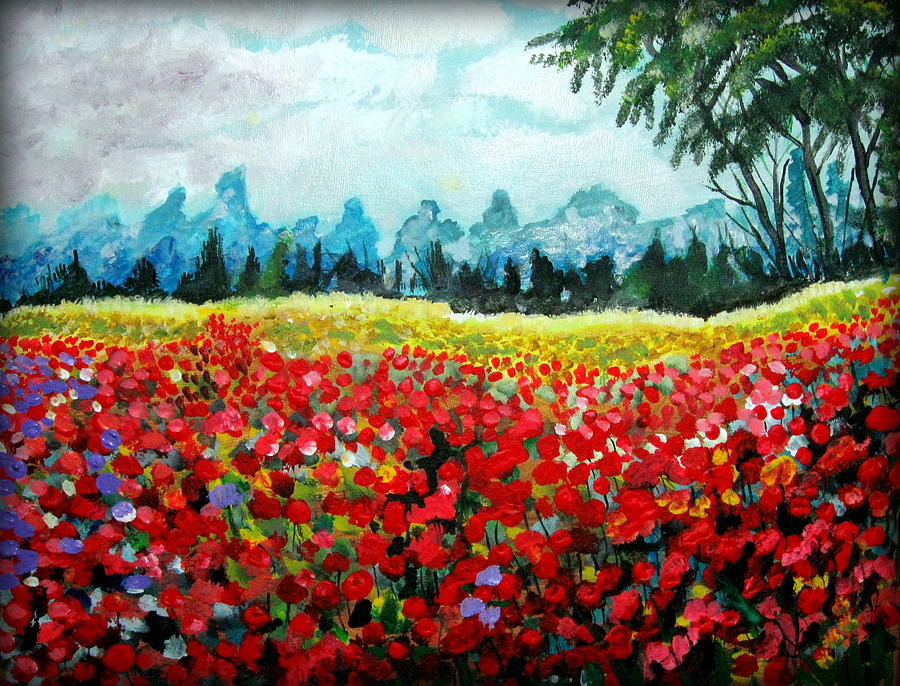 Poppy field Painting by Mike Benton
