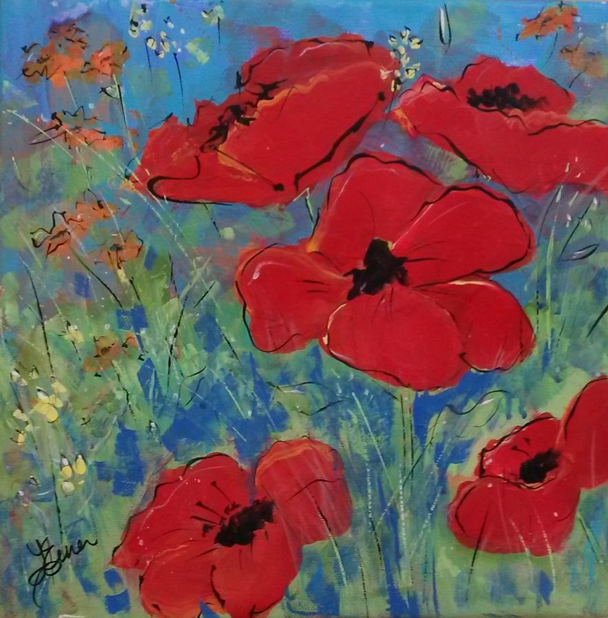 Poppy Fields Painting by Terri Einer
