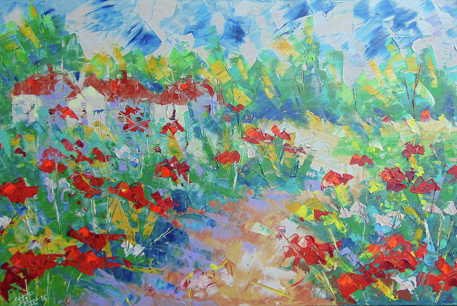 Poppy filed France Painting by Frederic Payet