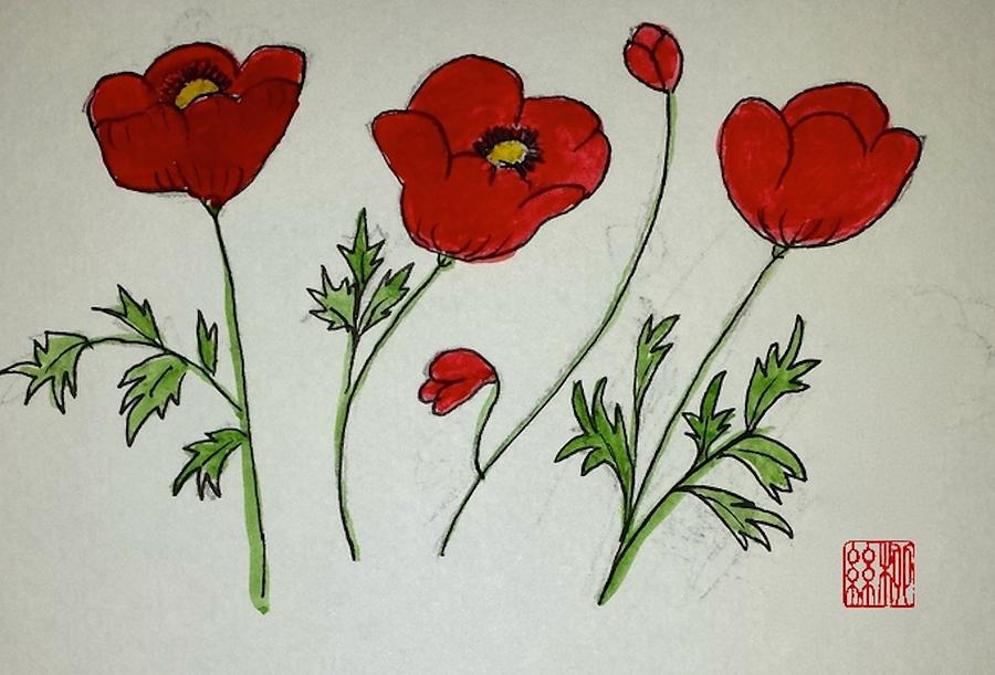 Poppy Flowers Painting by Margaret Welsh Willowsilk