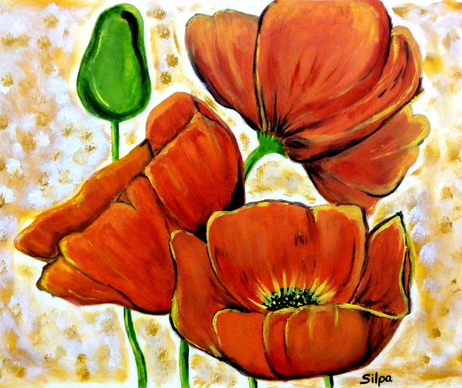 Poppy flowers Painting by Silpa Saseendran
