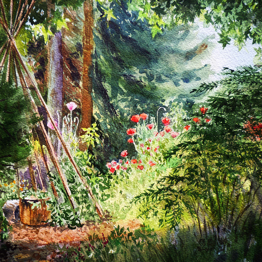 Landscape Painting - Poppy Garden Landscape by Irina Sztukowski