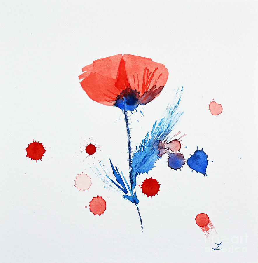 Poppy Improvisation Painting by Zaira Dzhaubaeva