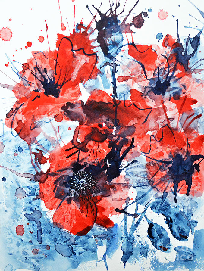 Poppy Impulse Painting by Zaira Dzhaubaeva