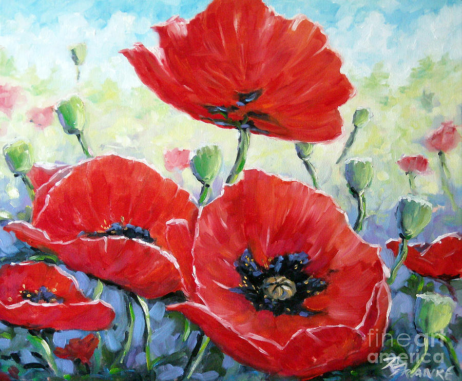 Poppy Love floral scene Painting by Richard T Pranke