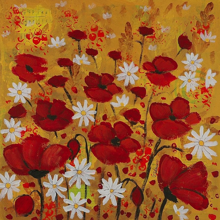 Poppy Meadow Painting by Teodora Totorean