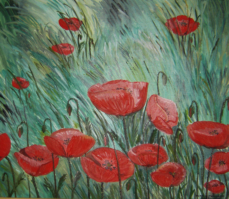 Poppy No 1 Painting by Anna Witkowska - Fine Art America