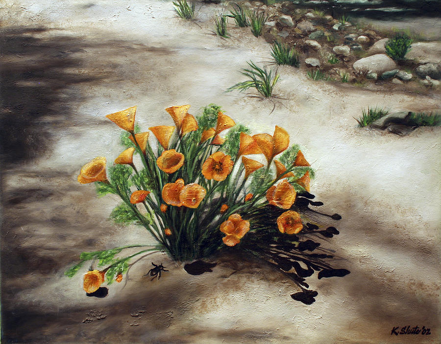 Poppies Painting - Poppy Oasis by Kathy Shute Poppies Painting - Poppy Oasis by Kathy Shute