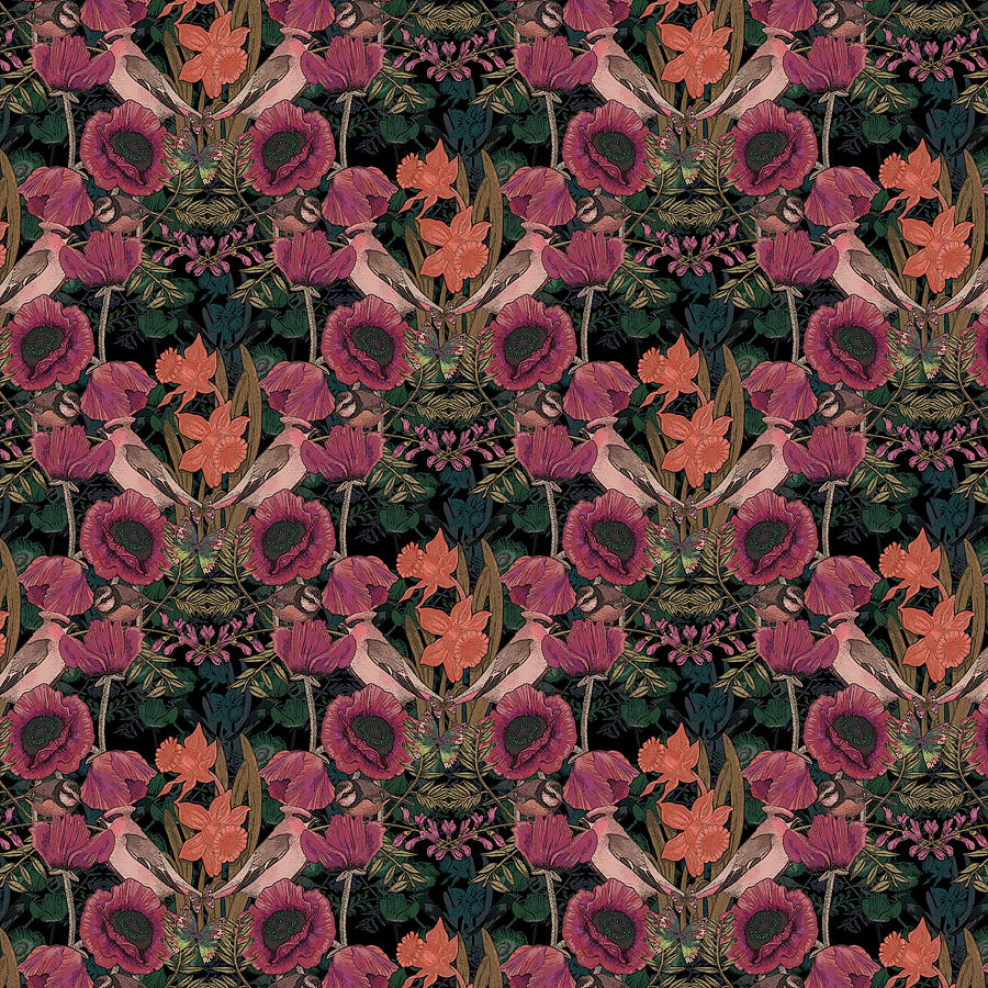 Poppy Ogee Rose Pink Digital Art by Deborah Runham