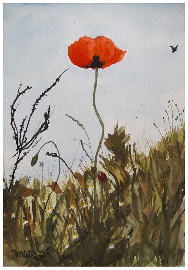 Poppy on the field Painting by Manuela Constantin