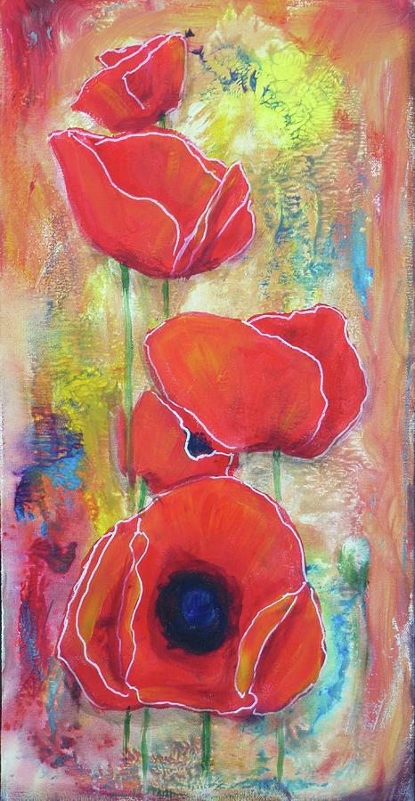 Poppy Painting - Poppy Panel I by Sheila Diemert