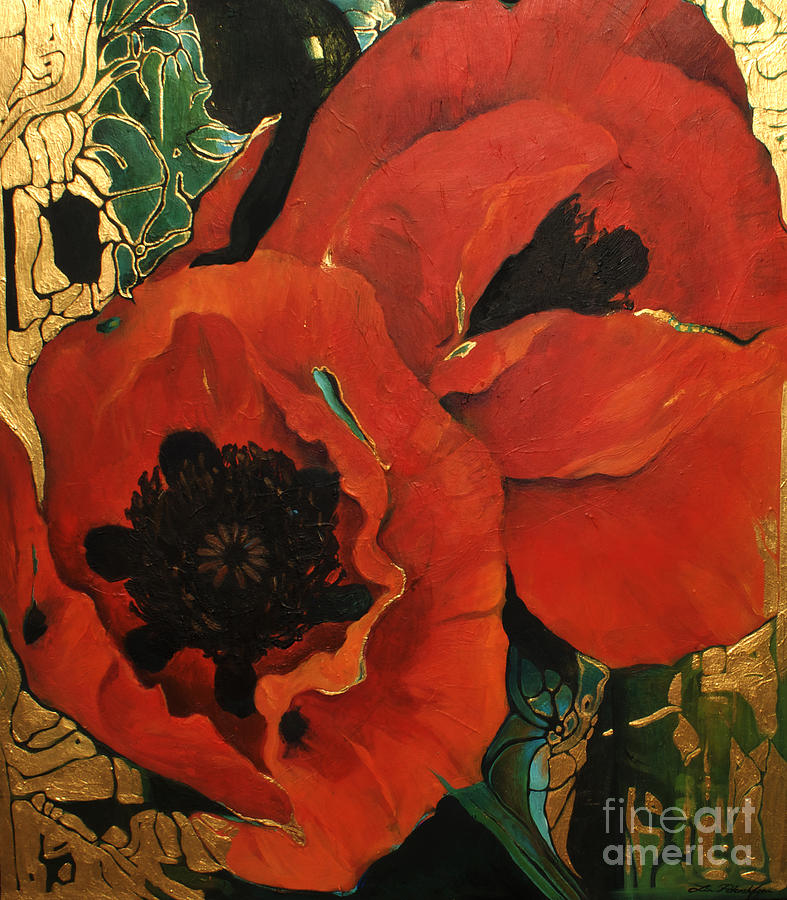 Poppygold Painting by Lin Petershagen