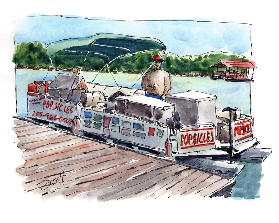 Popsicle Boat Painting by Scott Brown