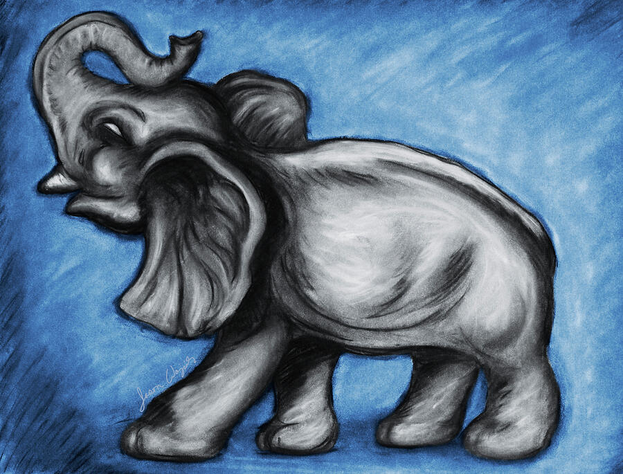 Elephant Mixed Media - Porcelain Elephant Blue by Jason Wojcik