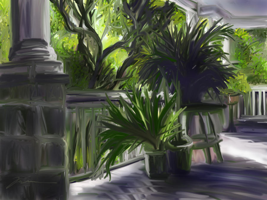Porch Jungle Painting by Jean Pacheco Ravinski