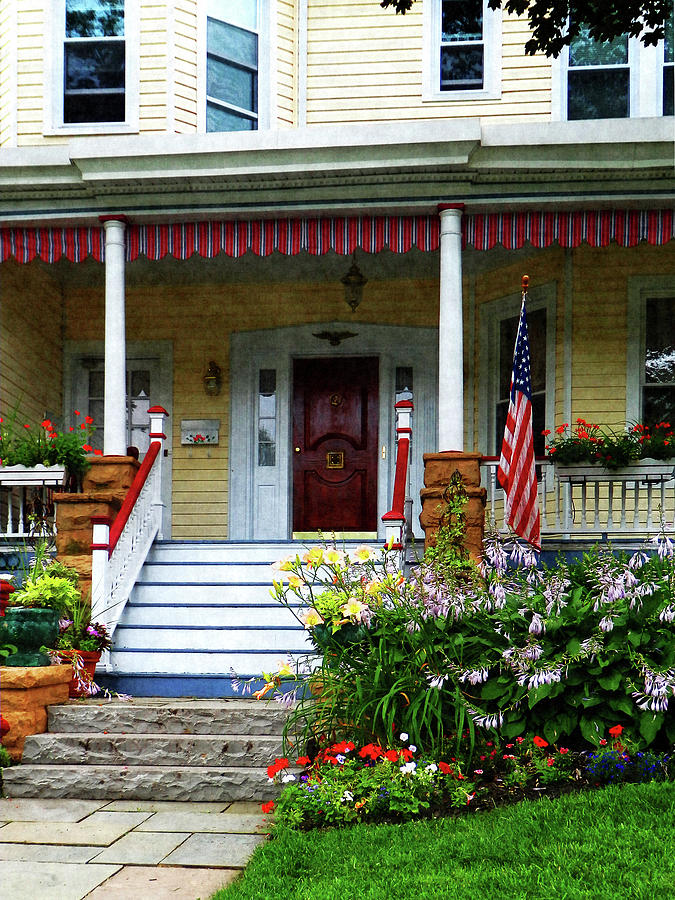 Flower Photograph - Porch With Front Yard Garden by Susan Savad