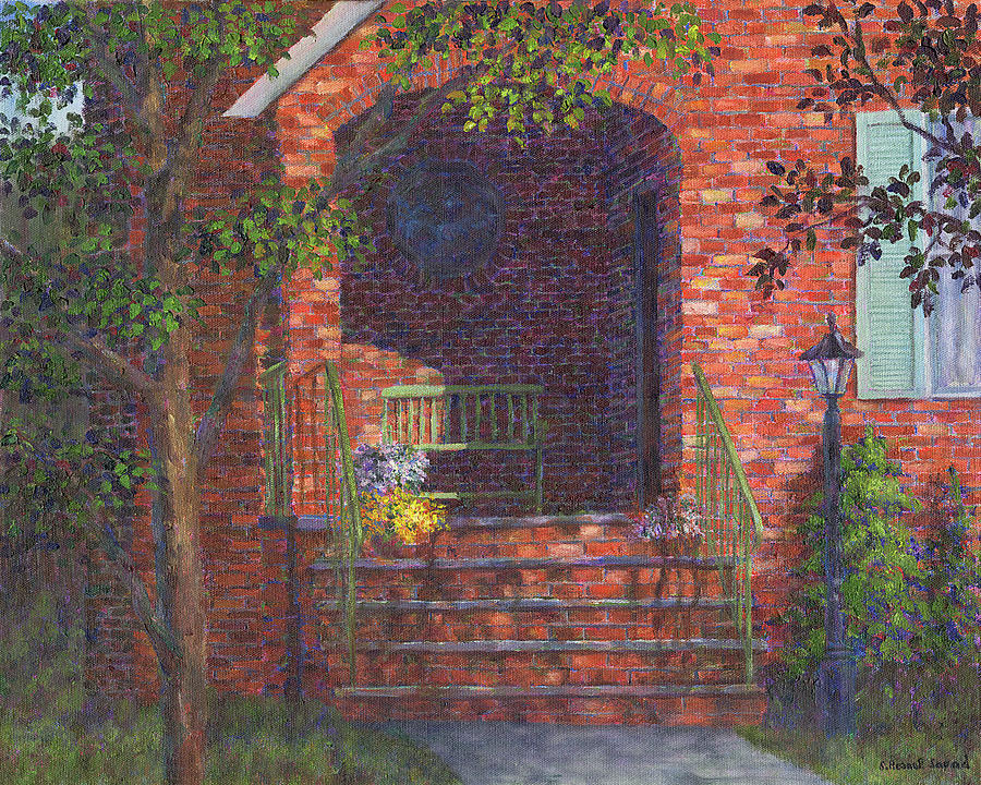 Porch with Green Bench Painting by Susan Savad