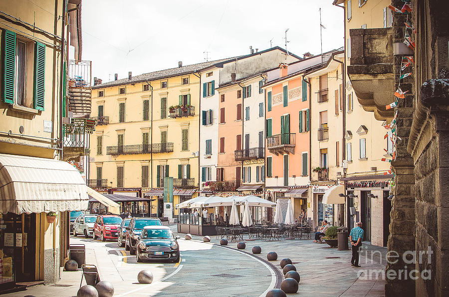 Car Photograph - Porretta Terme, Italy - August 2, 2015 - colorful buildings vintage bologna  by Luca Lorenzelli