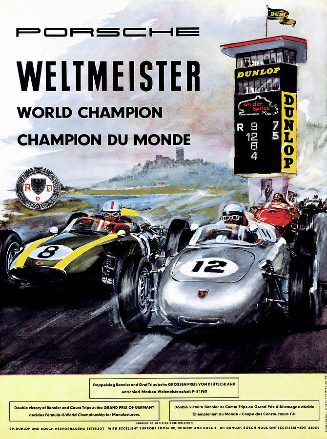Porsche 1960 Weltmeister World Champion Du Mond Digital Art by Bill Cannon