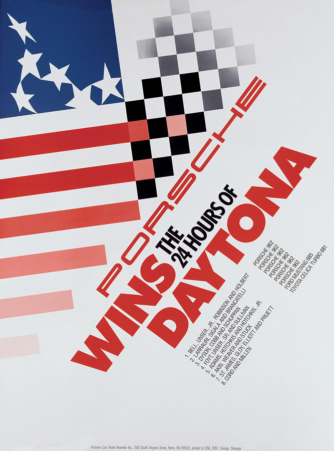 Vintage Digital Art - Porsche 24 Hours of Daytona Wins by Georgia Clare