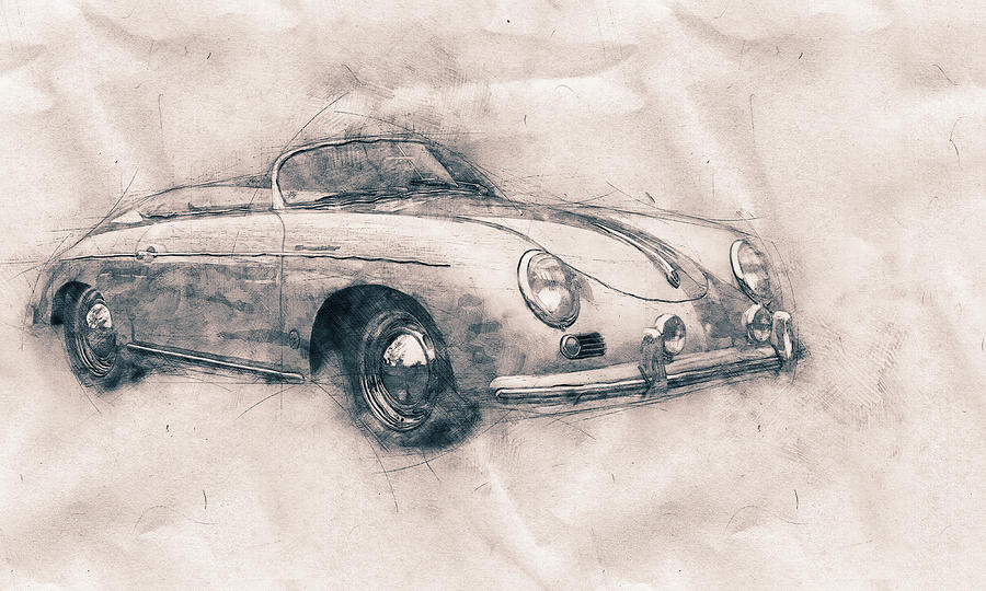 Porsche 356 - Luxury Sports Car - 1948 - Automotive Art - Car Posters Mixed Media by Studio Grafiikka