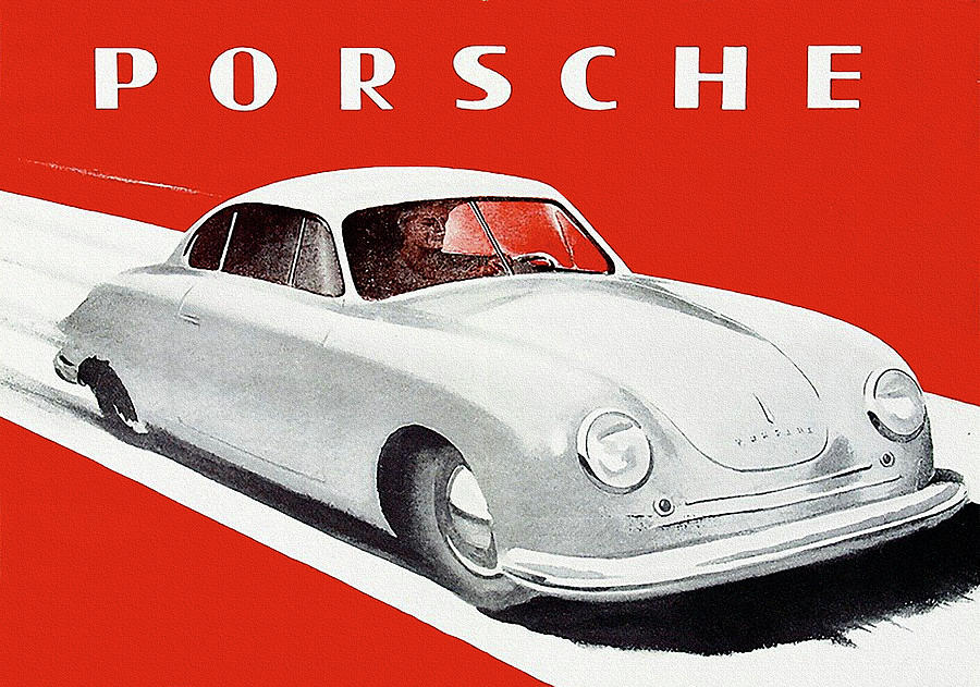 Vintage Painting - Porsche 356 Vintage Ad by Big 88 Artworks