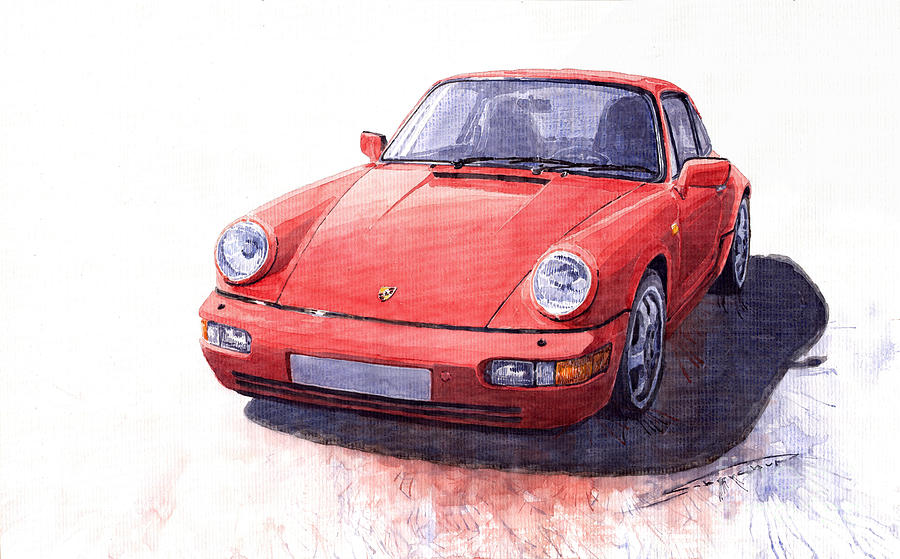 Vintage Painting - Porsche 911 Carrera 2 1990 by Yuriy Shevchuk