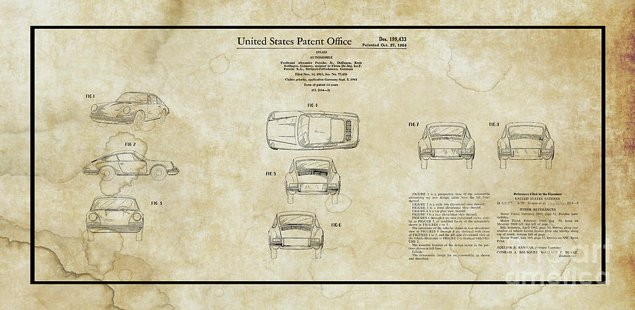 Porsche 911 Patent  Photograph by Doc Braham