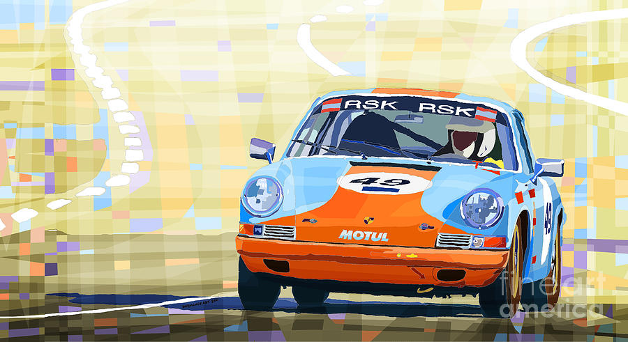 Transportation Digital Art - Porsche 911 S  Classic Le Mans 24  by Yuriy Shevchuk