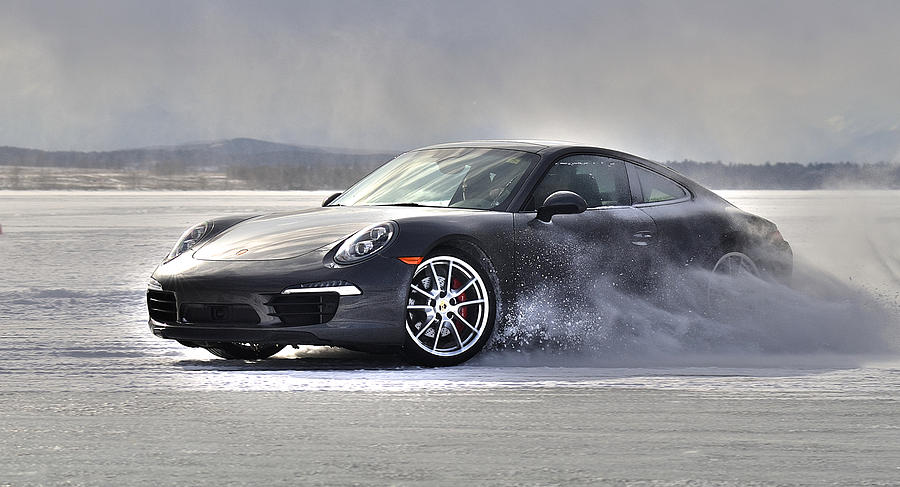 Winter Photograph - Porsche 911 Sliding through Snow by Kevin Johnston