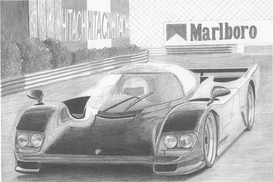 Miscellaneous Drawing - Porsche 962 RACE CAR ART PRINT by Stephen Rooks