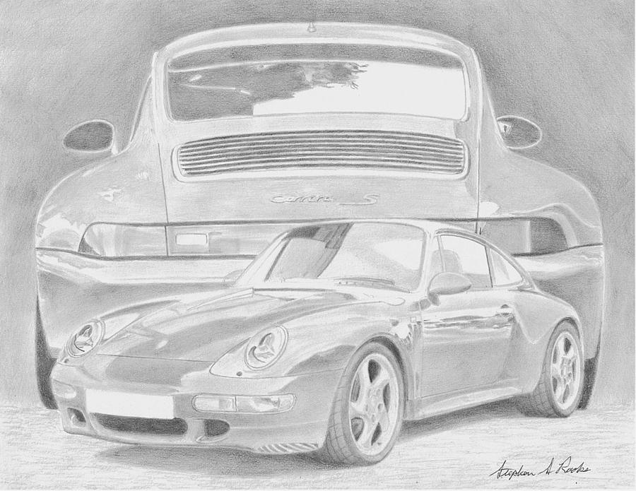 Miscellaneous Drawing - Porsche 993 Carrera S SPORTS CAR ART PRINT by Stephen Rooks