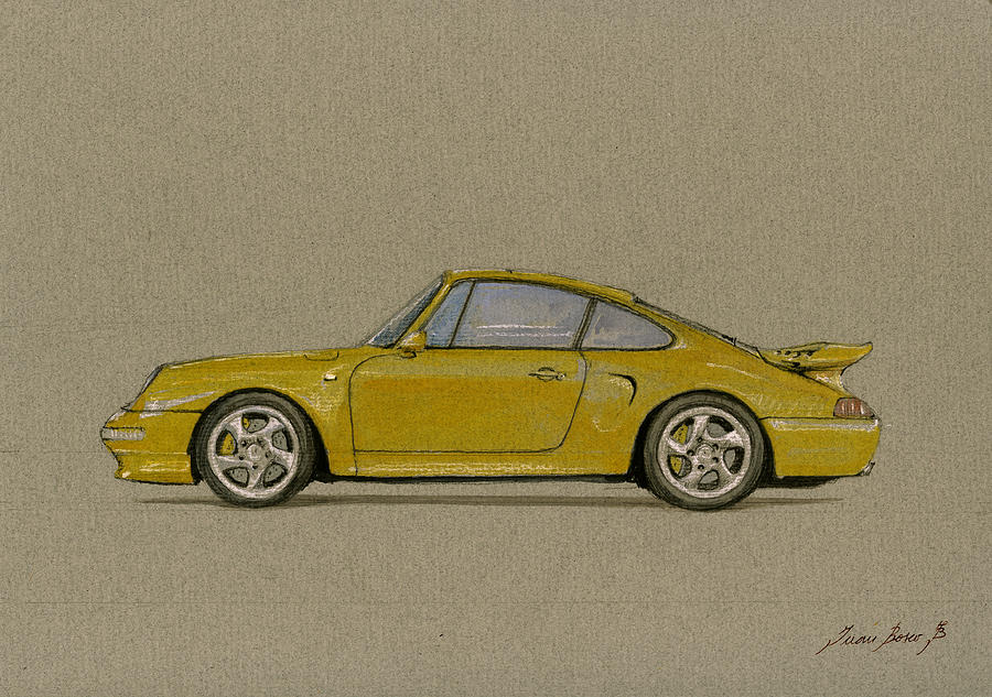 Porsche Decor Painting - Porsche 993 turbo s art by Juan  Bosco