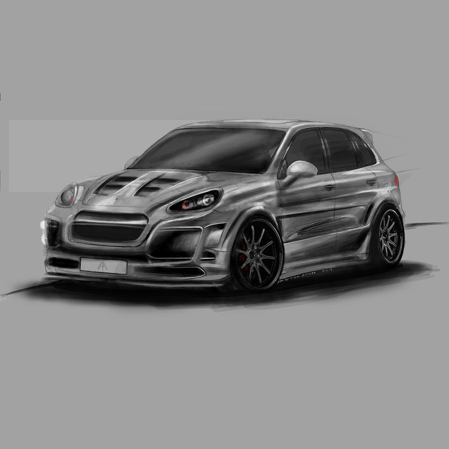Porsche Digital Art - Porsche Cayenne Gray Artrace Body-kit by Artem Sinitsyn Porsche Digital Art - Porsche Cayenne Gray Artrace Body-kit by Artem Sinitsyn