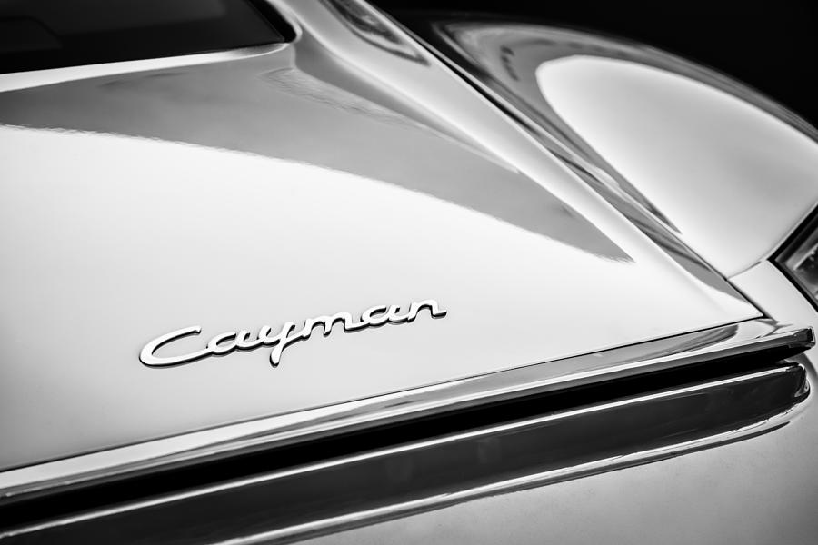 Porsche Cayman Taillight Emblem -1584bw Photograph by Jill Reger