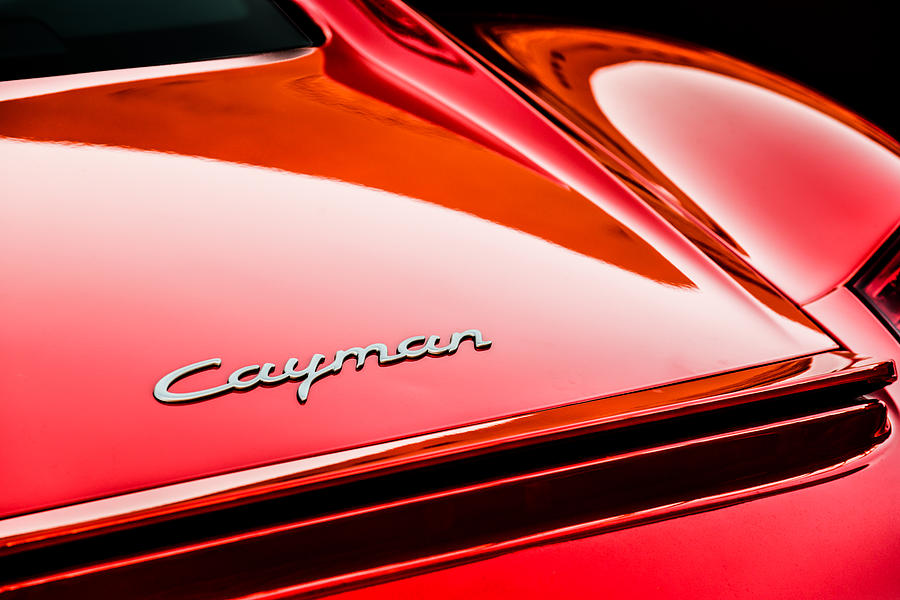 Car Photograph - Porsche Cayman Taillight Emblem -1584c by Jill Reger
