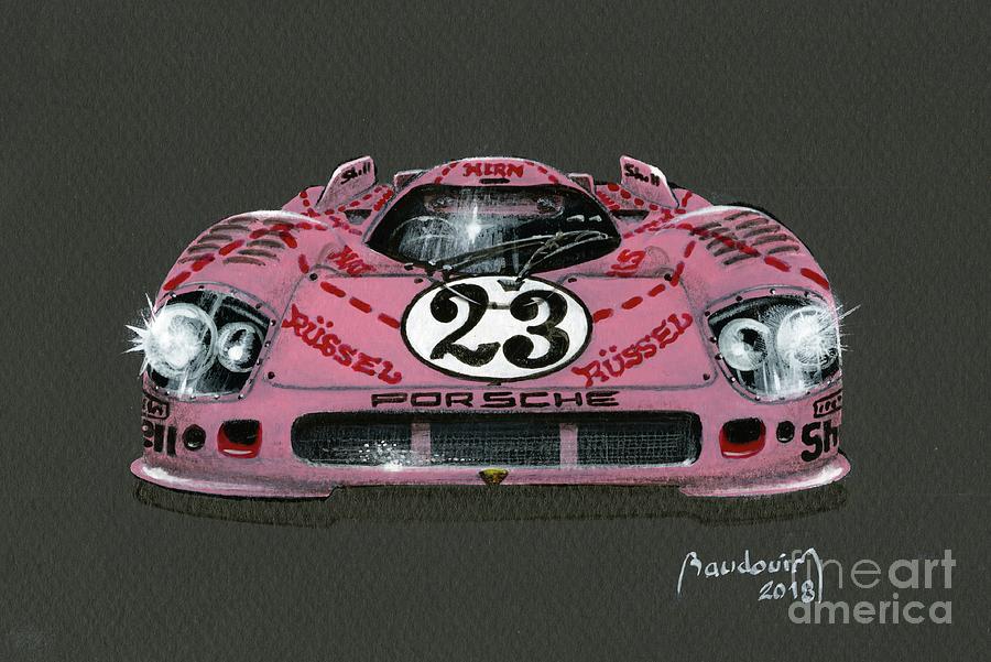 Porsche pink pig Painting by Alain BAUDOUIN ABmotorART