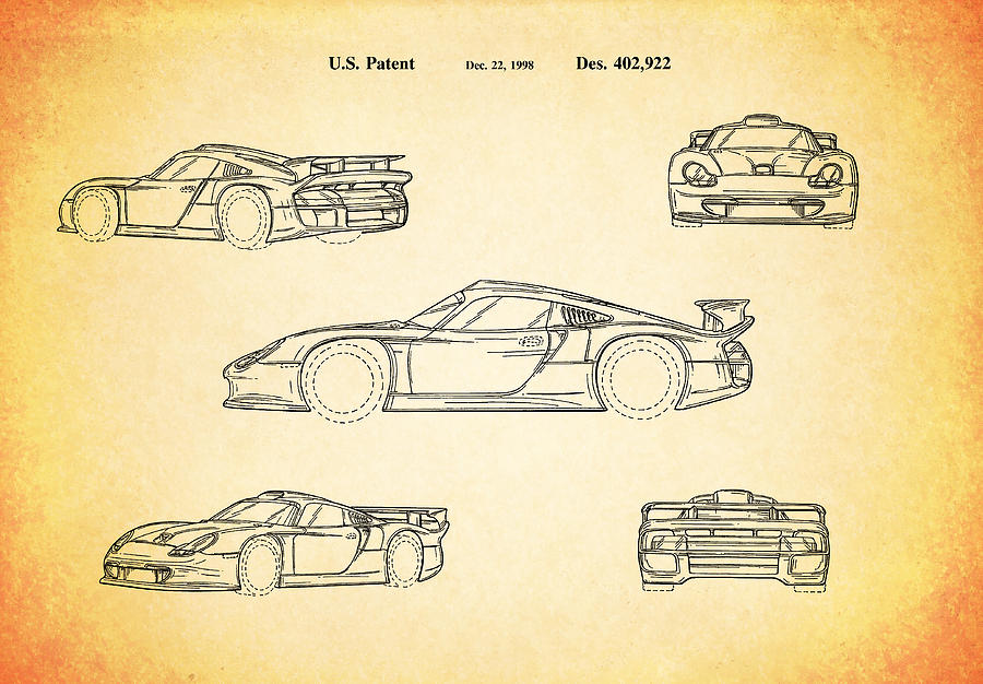 Car Photograph - Porsche Racing Car Patent 1998 by Mark Rogan