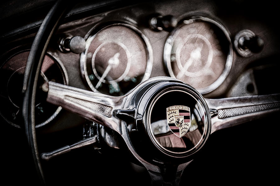 Porsche Super 90 Steering Wheel Emblem -1537ac Photograph by Jill Reger