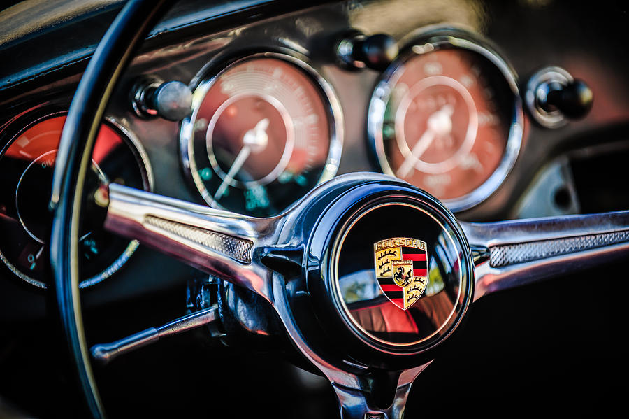 Porsche Super 90 Steering Wheel Emblem -1537c Photograph by Jill Reger